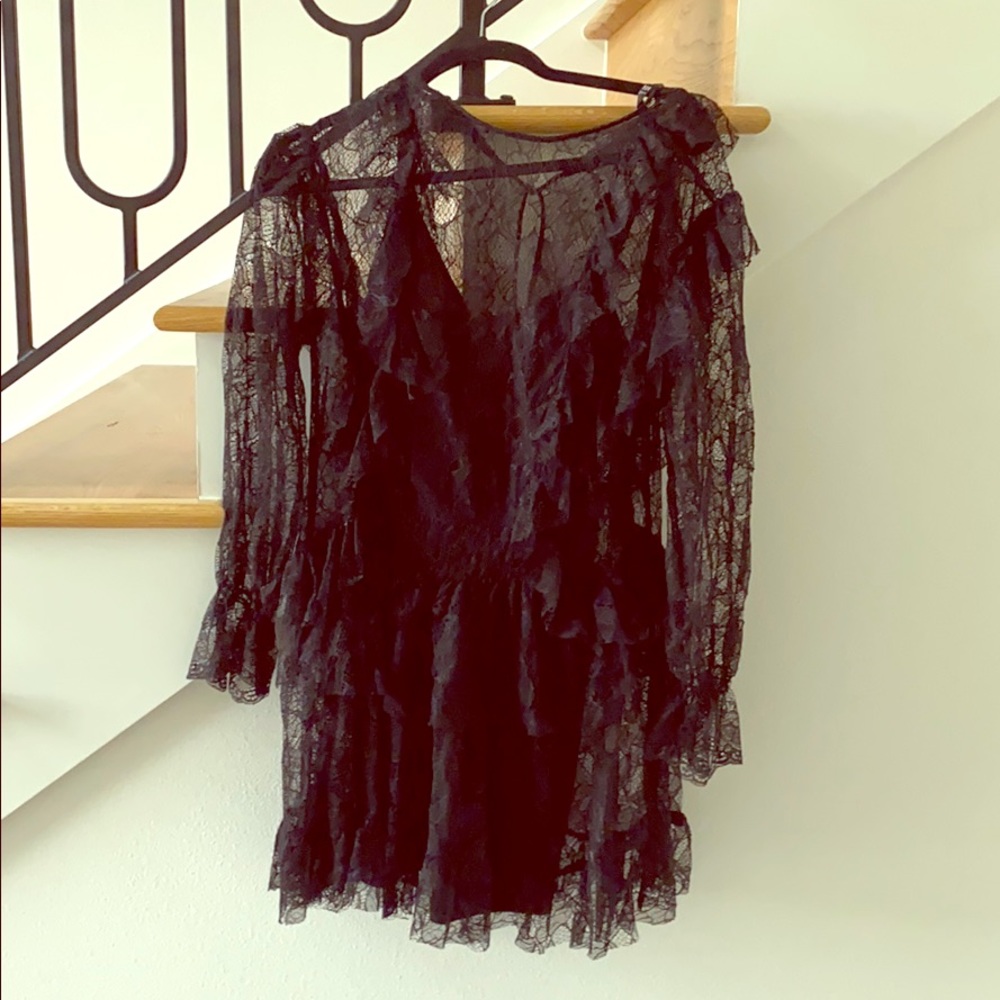 Zara small lace black dress with slip